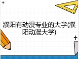 濮阳有动漫专业的大学(濮阳动漫大学)