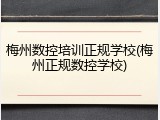 梅州数控培训正规学校(梅州正规数控学校)