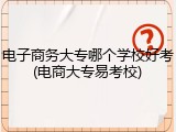 电子商务大专哪个学校好考(电商大专易考校)