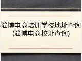 淄博电商培训学校地址查询(淄博电商校址查询)