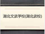 湖北文武学校(湖北武校)