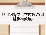 砀山钢锋文武学校教练(钢锋武校教练)