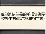 哈尔滨依兰县的单招集训学校哪里有(哈尔滨单招学校)