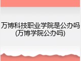 万博科技职业学院是公办吗(万博学院公办吗)