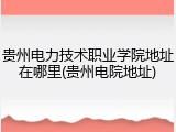 贵州电力技术职业学院地址在哪里(贵州电院地址)