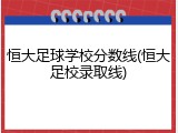 恒大足球学校分数线(恒大足校录取线)