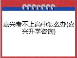 嘉兴考不上高中怎么办(嘉兴升学咨询)