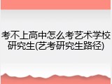 考不上高中怎么考艺术学校研究生(艺考研究生路径)