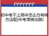 初中考不上高中怎么办有啥方法呢(中考落榜出路)