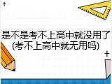 是不是考不上高中就没用了(考不上高中就无用吗)