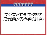 西安公立寄宿制学校排名一览表(西安寄宿学校排名)