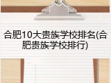 合肥10大贵族学校排名(合肥贵族学校排行)