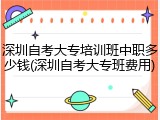 深圳自考大专培训班中职多少钱(深圳自考大专班费用)