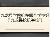 九龙县学挖机在哪个学校好("九龙县挖机学校")