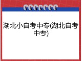 湖北小自考中专(湖北自考中专)