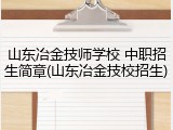 山东冶金技师学校 中职招生简章(山东冶金技校招生)