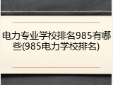 电力专业学校排名985有哪些(985电力学校排名)