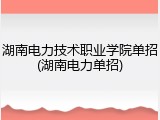 湖南电力技术职业学院单招(湖南电力单招)