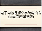 电子商务是哪个学院电商专业(电商所属学院)