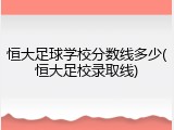 恒大足球学校分数线多少(恒大足校录取线)