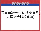 云南省冶金专家 技校官网(云南冶金技校官网)