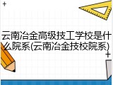 云南冶金高级技工学校是什么院系(云南冶金技校院系)