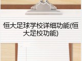 恒大足球学校详细功能(恒大足校功能)