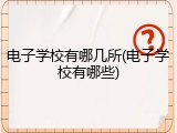 电子学校有哪几所(电子学校有哪些)