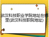 武汉科技职业学院地址在哪里(武汉科技职院地址)