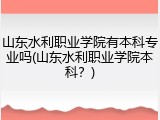 山东水利职业学院有本科专业吗(山东水利职业学院本科？)