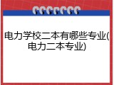 电力学校二本有哪些专业(电力二本专业)