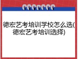 德宏艺考培训学校怎么选(德宏艺考培训选择)
