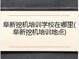阜新挖机培训学校在哪里(阜新挖机培训地点)