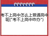 考不上高中怎么上普通高中呢("考不上高中咋办")