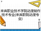 来宾职业技术学院动漫制作技术专业(来宾职院动漫专业)