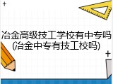 冶金高级技工学校有中专吗(冶金中专有技工校吗)