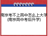 南京考不上高中怎么上大学(南京高中考后升学)