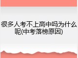很多人考不上高中吗为什么呢(中考落榜原因)