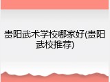 贵阳武术学校哪家好(贵阳武校推荐)