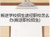 叛逆学校招生途径职校怎么办(叛逆职校招生)