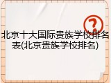 北京十大国际贵族学校排名表(北京贵族学校排名)