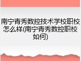 南宁青秀数控技术学校职校怎么样(南宁青秀数控职校如何)