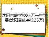 沈阳贵族学校25万一年学费(沈阳贵族学校25万)