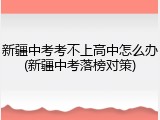 新疆中考考不上高中怎么办(新疆中考落榜对策)