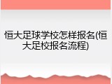 恒大足球学校怎样报名(恒大足校报名流程)