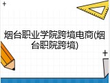 烟台职业学院跨境电商(烟台职院跨境)
