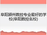 阜阳颍州数控专业最好的学校(阜阳数控名校)