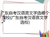 广东自考汉语言文学选哪个学校(广东自考汉语言文学选校)