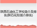 陕西石油化工学校简介及排名(陕石化校简介排名)