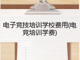 电子竞技培训学校费用(电竞培训学费)